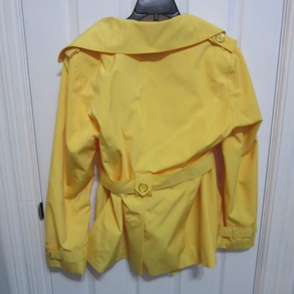 London Fog Yellow Double Breasted Belted Collared Trench Coat Size L Women's - Picture 5 of 13
